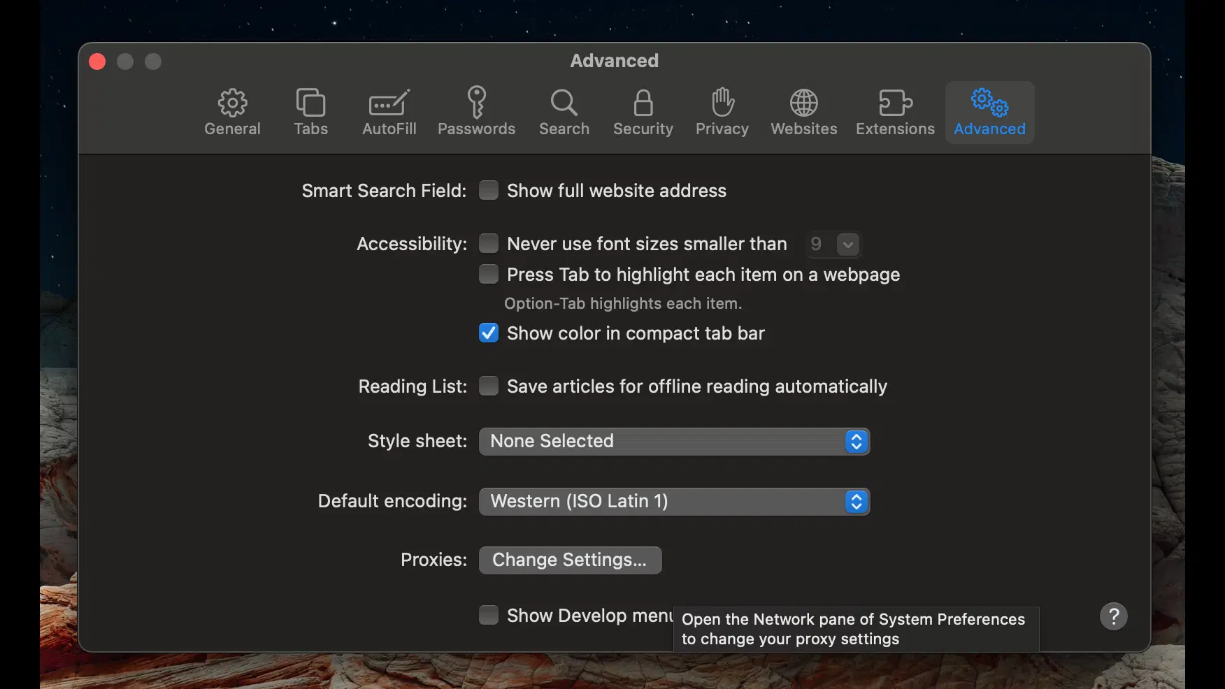 macOS Proxy Settings